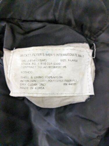 Vintage USAF MA-1 Flight Bomber Jacket Size Small MIL-J-82790J Vintage USAF MA-1 Flight Bomber Jacket Size Small MIL-J-82790J