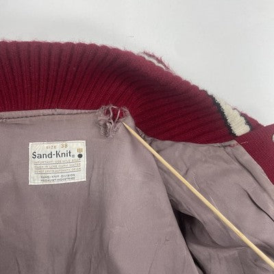 Vintage Sand-Knit Letterman Varsity Jacket Size 38 1970s 70s