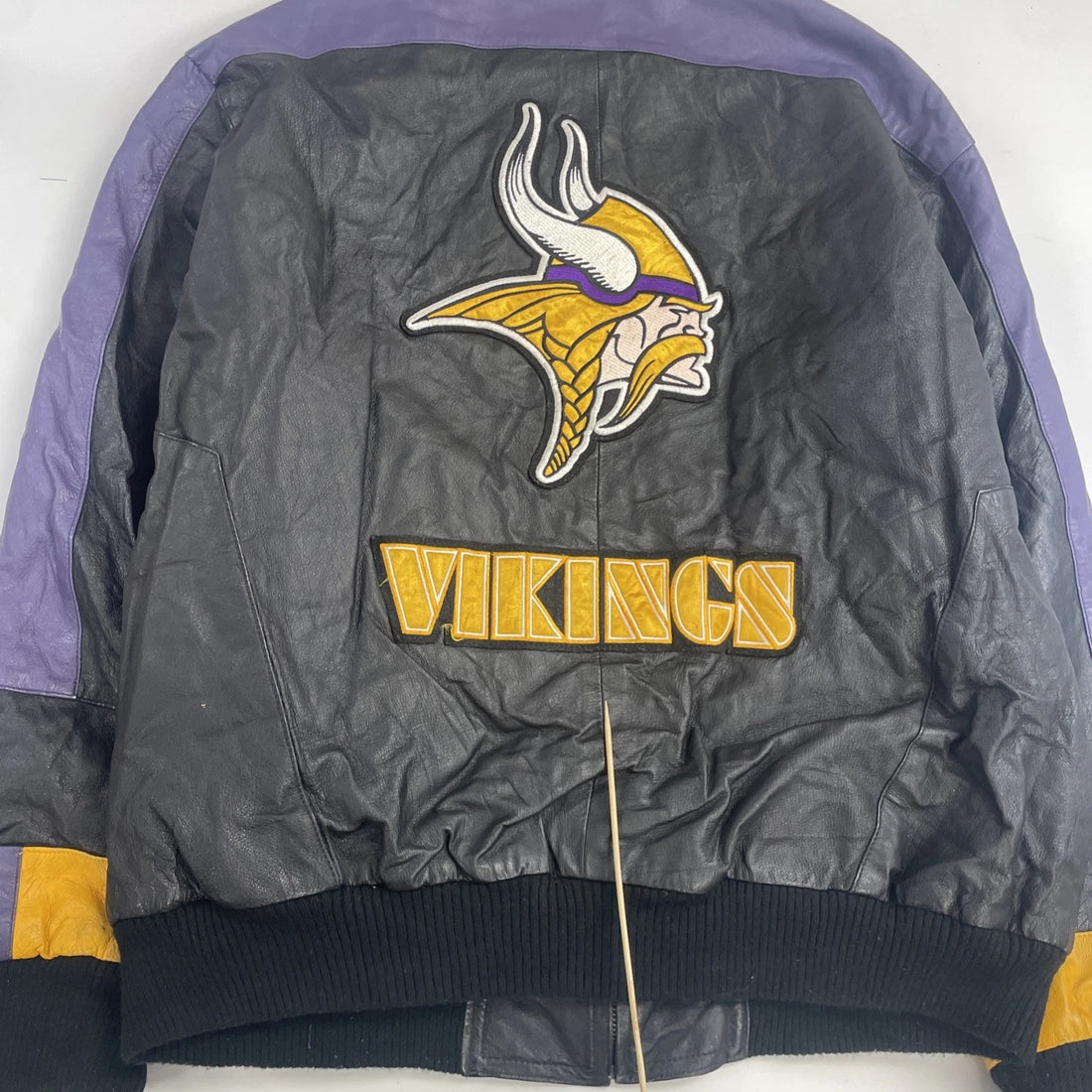 Vintage Minnesota Vikings G-III Carl Banks Leather Varsity Jacket Size Large NFL