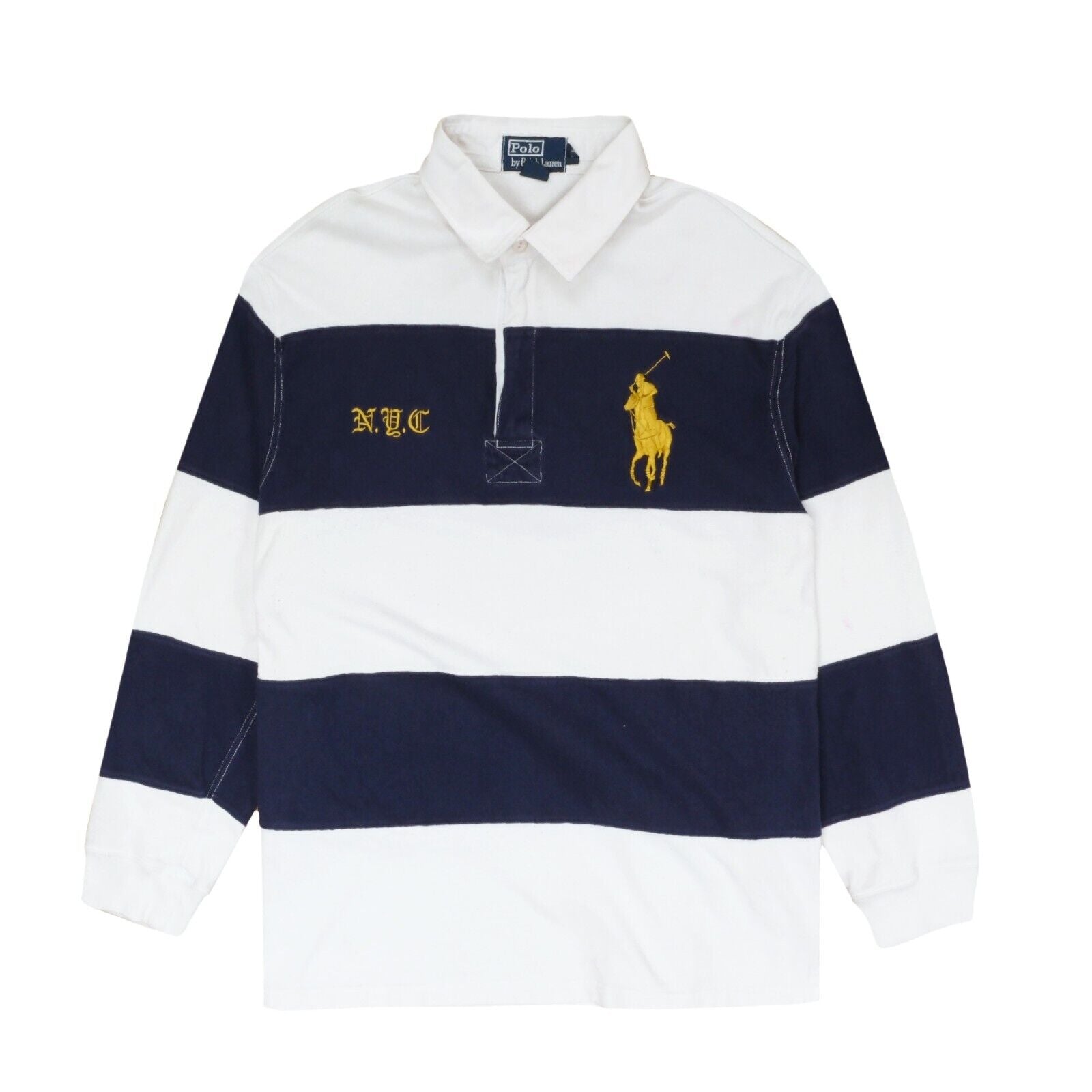 Vintage Polo Ralph Lauren 1/4 Zip Rugby Shirt Large NYC Striped