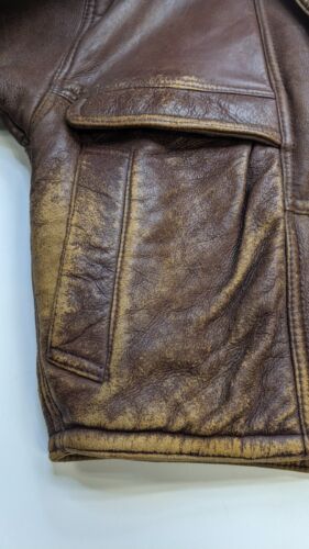 Vintage Spagnolo Leather Flight Bomber Shearling Jacket Size 50 Brown