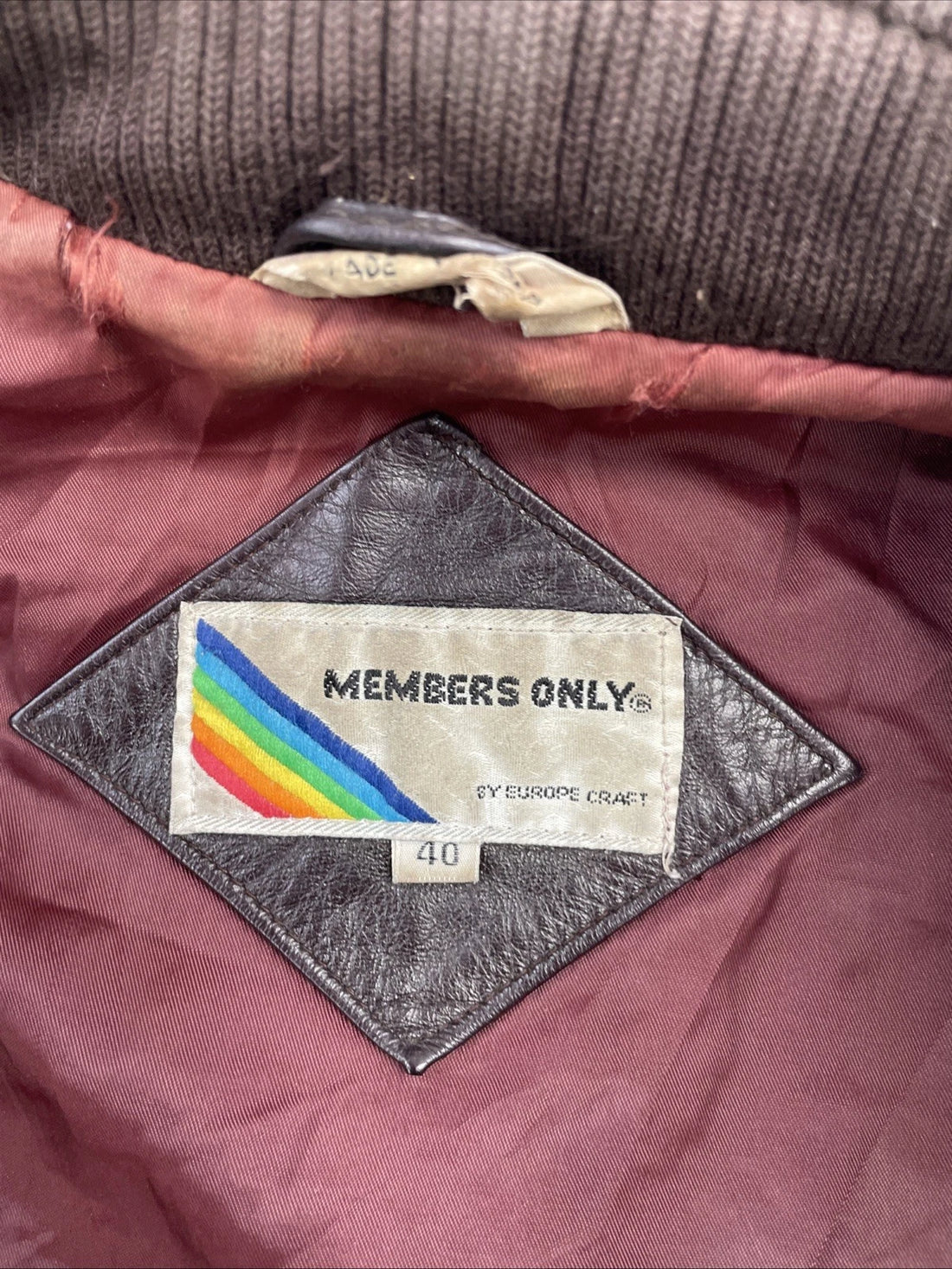 Vintage Members Only Leather Bomber Jacket Size 40 Brown