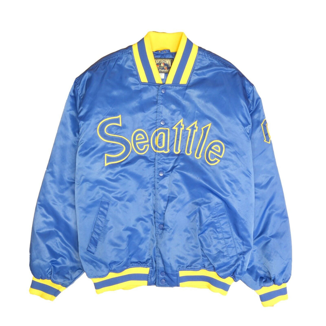 Seattle Mariners Majestic Satin Bomber Jacket Size 2XL Cooperstown MLB –  Throwback Vault