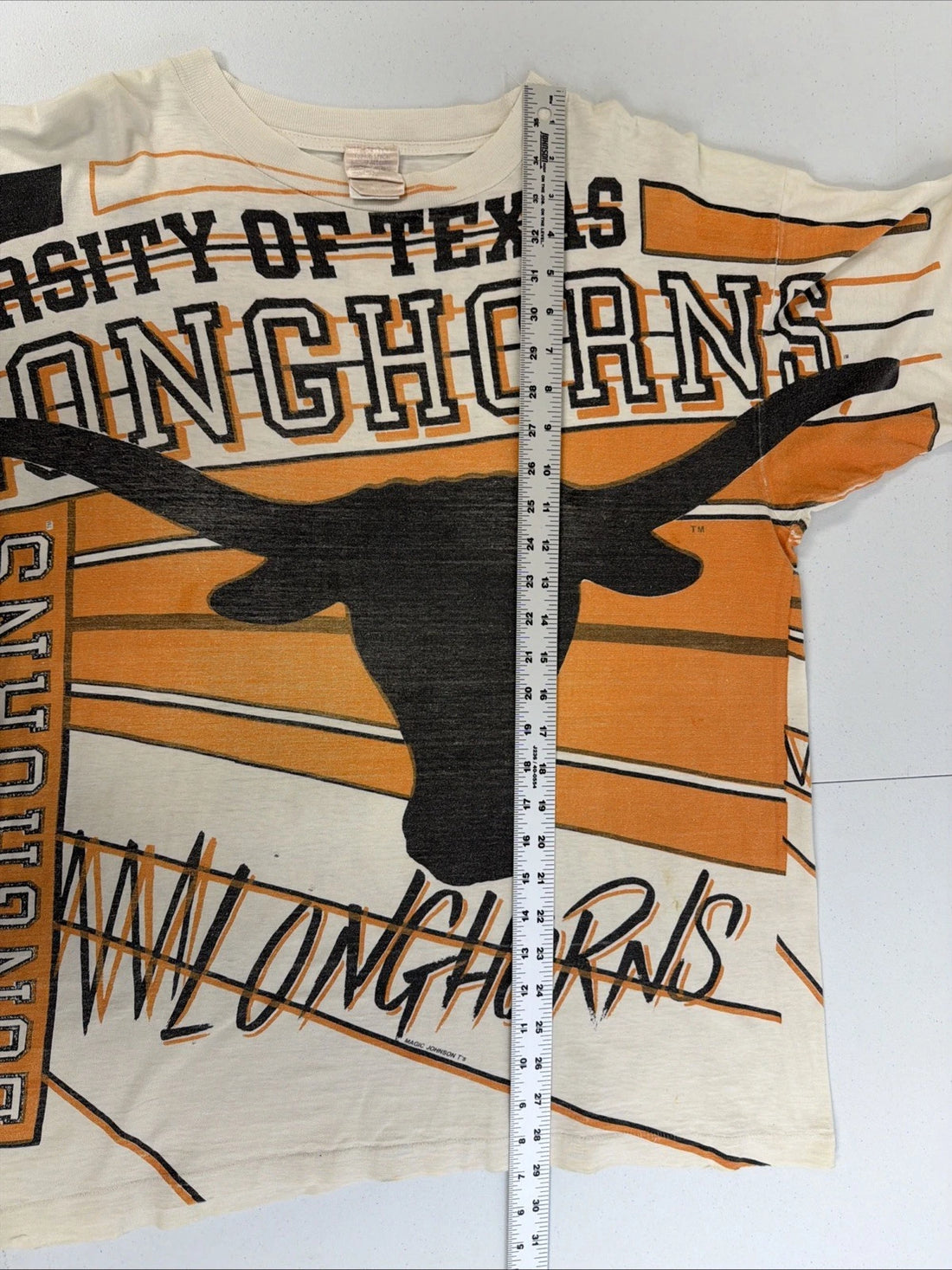 Vintage Texas Longhorns Magic Johnson Ts T-Shirt Large All Over Print 90s NCAA