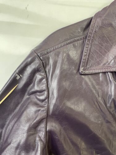 Vintage Western University Leather Varsity Jacket Size Medium Purple