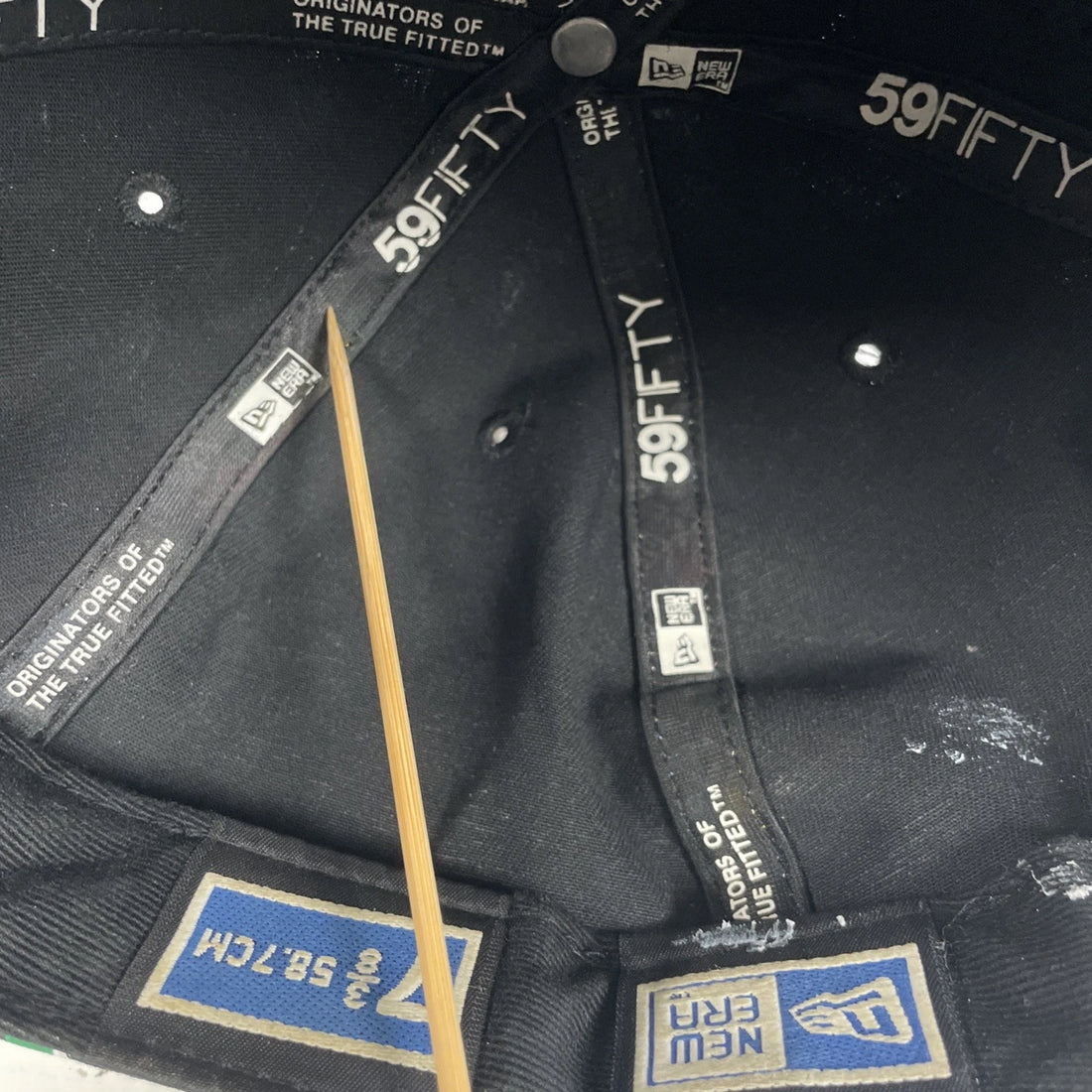 Originators Of The True Fitted Hat Cap Size 7 3/8 All Over Print Faux Leather