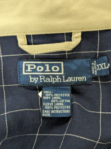 Vintage Polo Ralph Lauren Harrington Jacket Size 2XL Beige Grid Plaid Lined