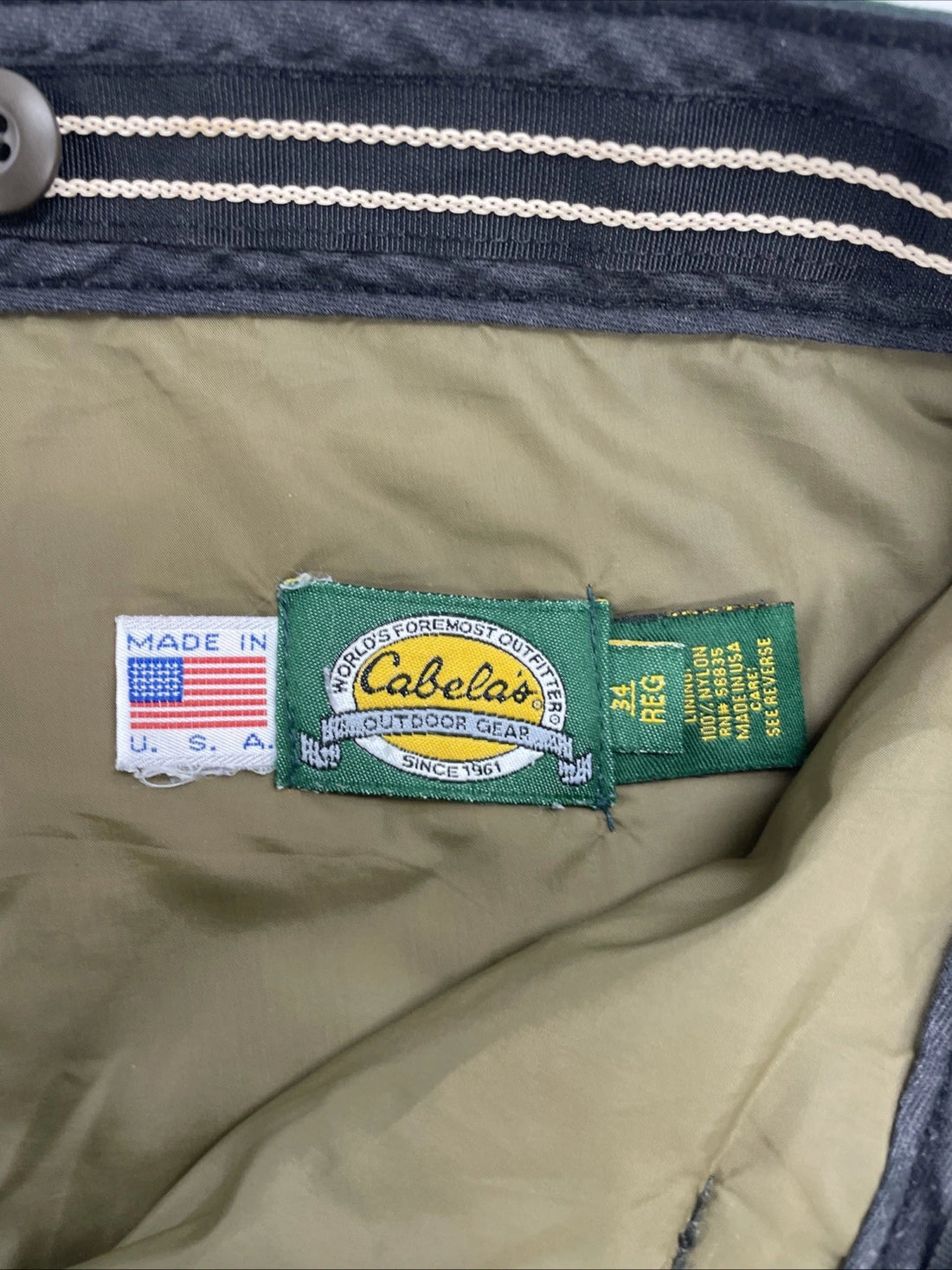 Vintage Cabela's Trouser Pants Size 34 Green