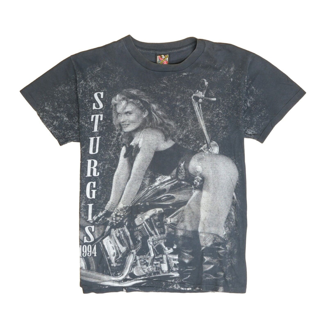 Vintage 3D Emblem Sturgis Nicole Pin Up Girl Motorcycle T-Shirt Large 1994 90s