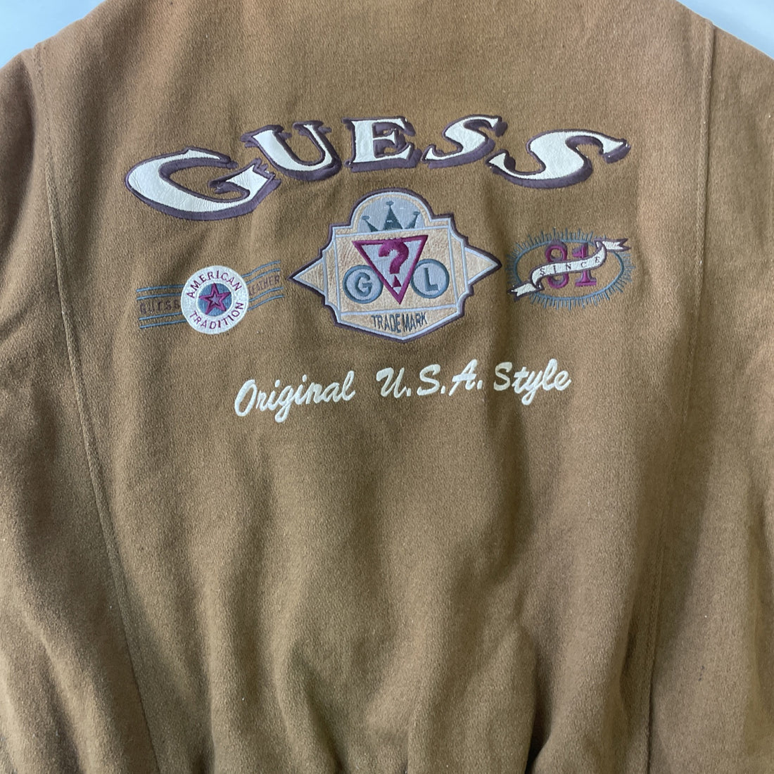 Vintage Guess Leather Wool Varsity Jacket Size Medium