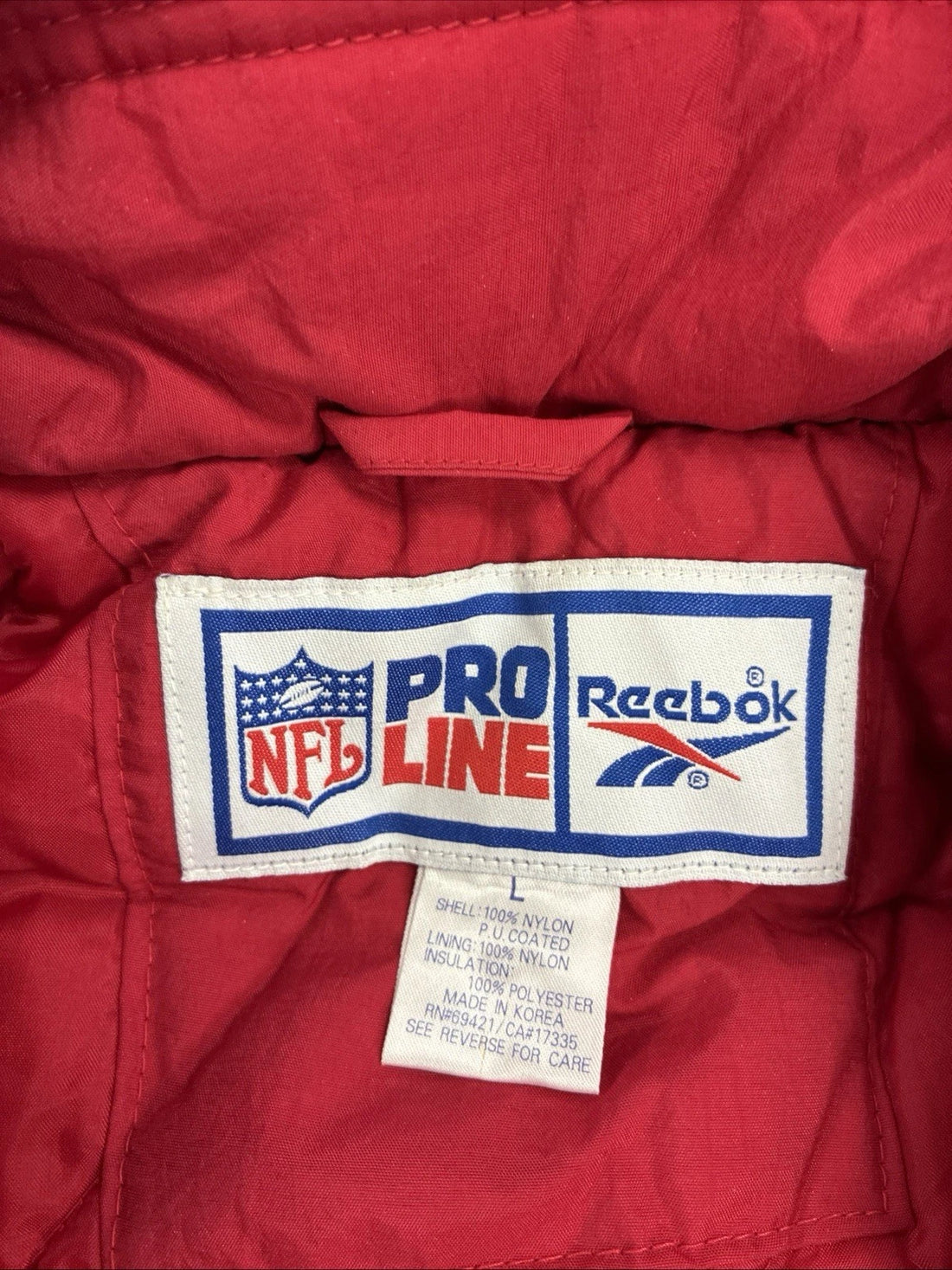 Vintage New England Patriots Reebok Puffer Jacket Size Large NFL