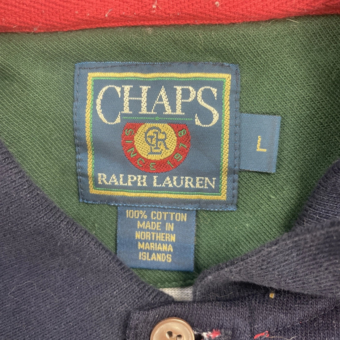 Vintage Chaps Ralph Lauren Rugby Shirt Size Large All Over Print