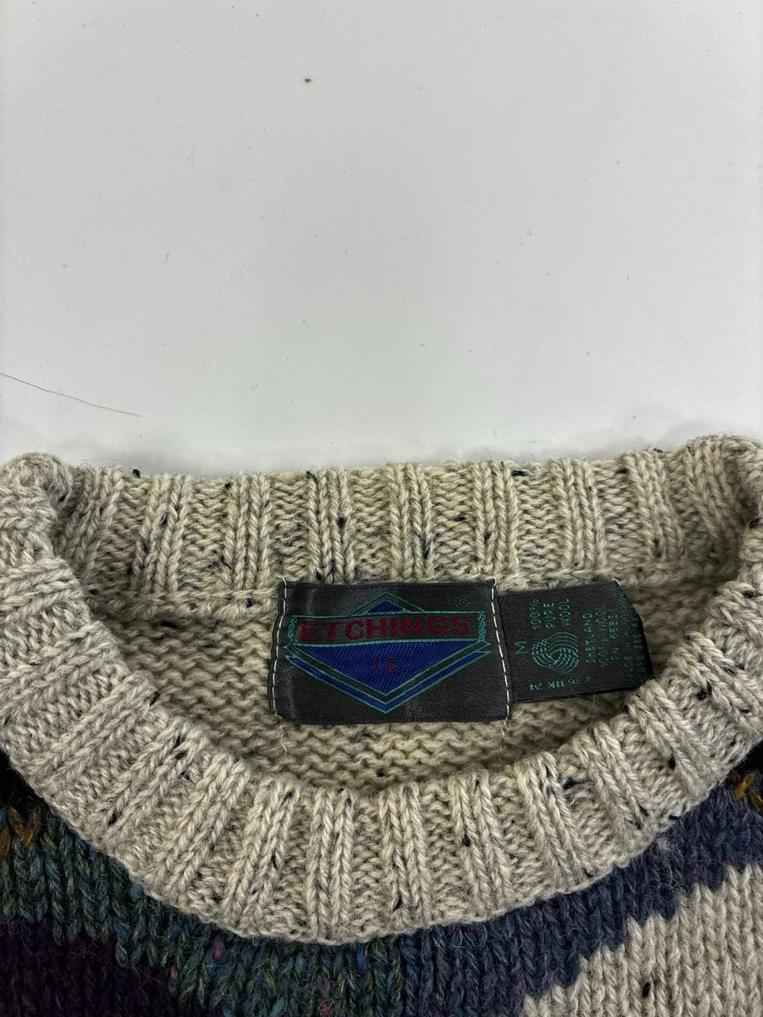 Vintage Etchings Western Aztec Wool Knit Crewneck Sweater Size Medium