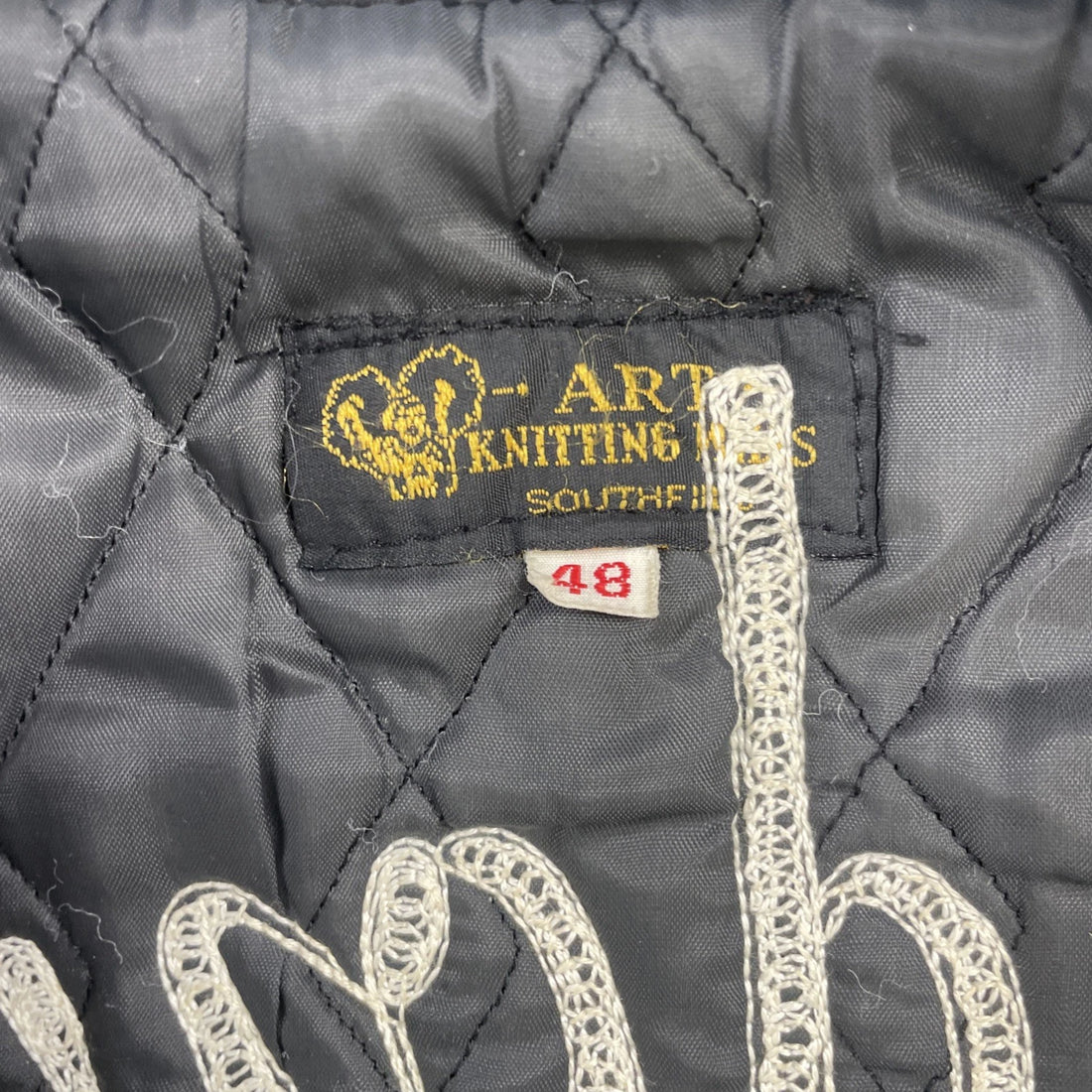 Vintage Andover Varsity Leather Wool Bomber Jacket Size 48 Blue 90s