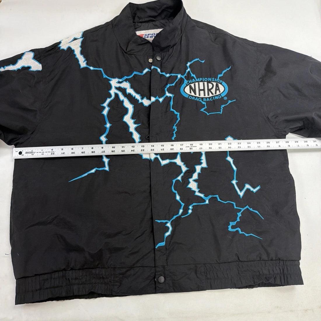 Vintage NHRA Championship Drag Racing Lightning Thunder Bomber Jacket Size XL