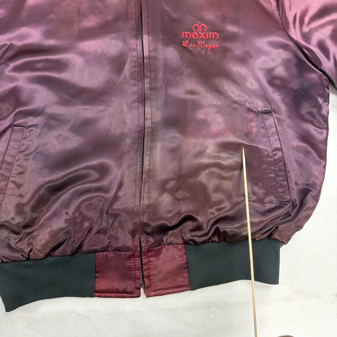Vintage Maxim Las Vegas Satin Bomber Jacket Size 2XL Reversible