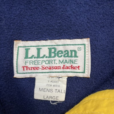 Vintage L.L. Bean Three Season Bomber Jacket Size Large Tall Yellow Fleece Lined
