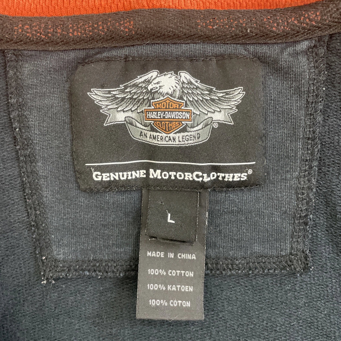 Harley Davidson Motorcycles Full Zip Sweatshirt Hoodie Size Large Flame Sleeve