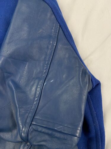 Vintage Avon Sportswear Leather Wool Varsity Jacket Size 42 Tall Blue