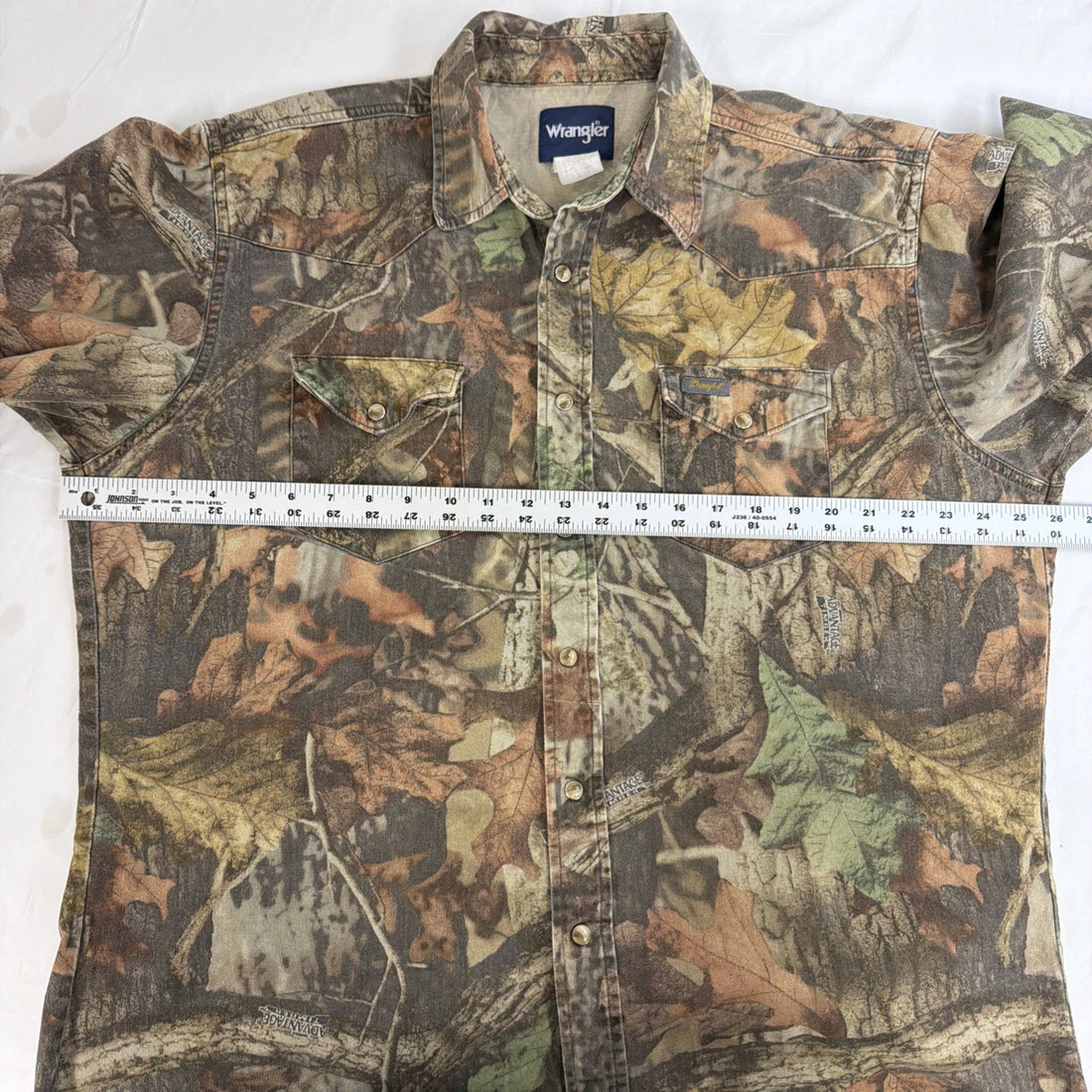 Vintage Wrangler Advantage Timber Camo Pearl Snap Shirt Size XL
