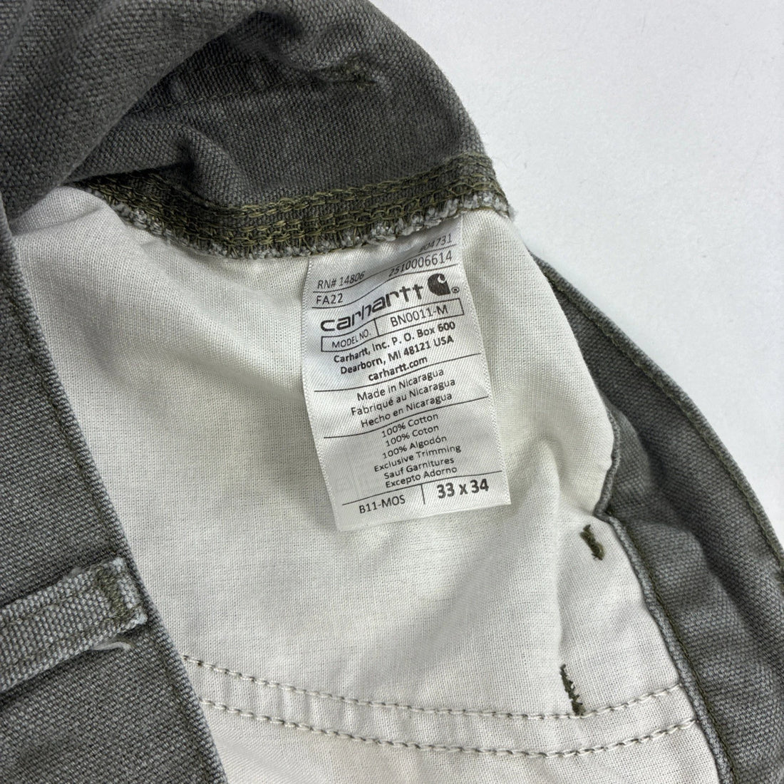 Carhartt Canvas Carpenter Work Pants Size 33 X 34 Green
