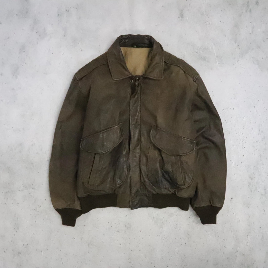 Vintage Hunt Club Leather Bomber Jacket Size 44