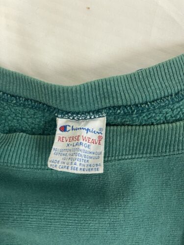 Vintage Champion Reverse Weave Sweatshirt Crewneck Size XL Teal 90s