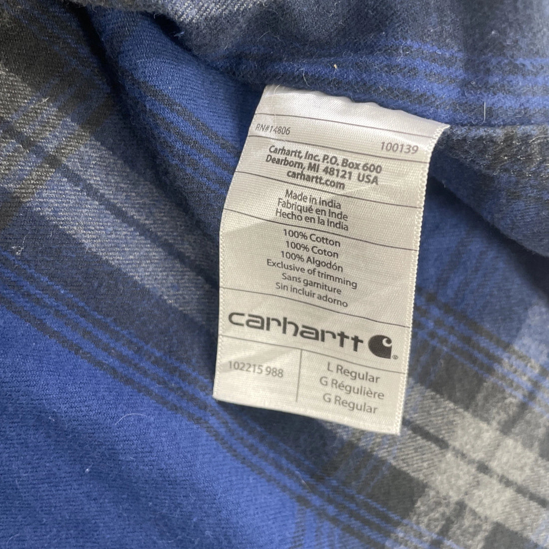 Carhartt Button Up Shirt Size Large Blue Plaid