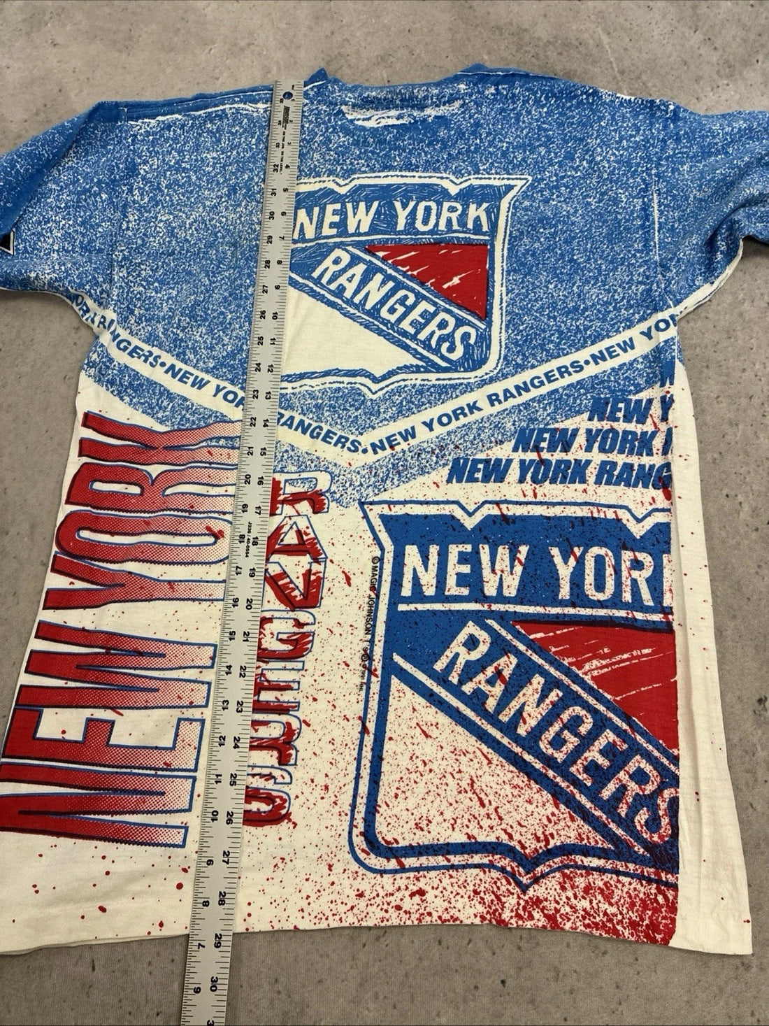 Vintage New York Rangers Magic Johnson Ts T-Shirt Medium All Over Print 90s NHL