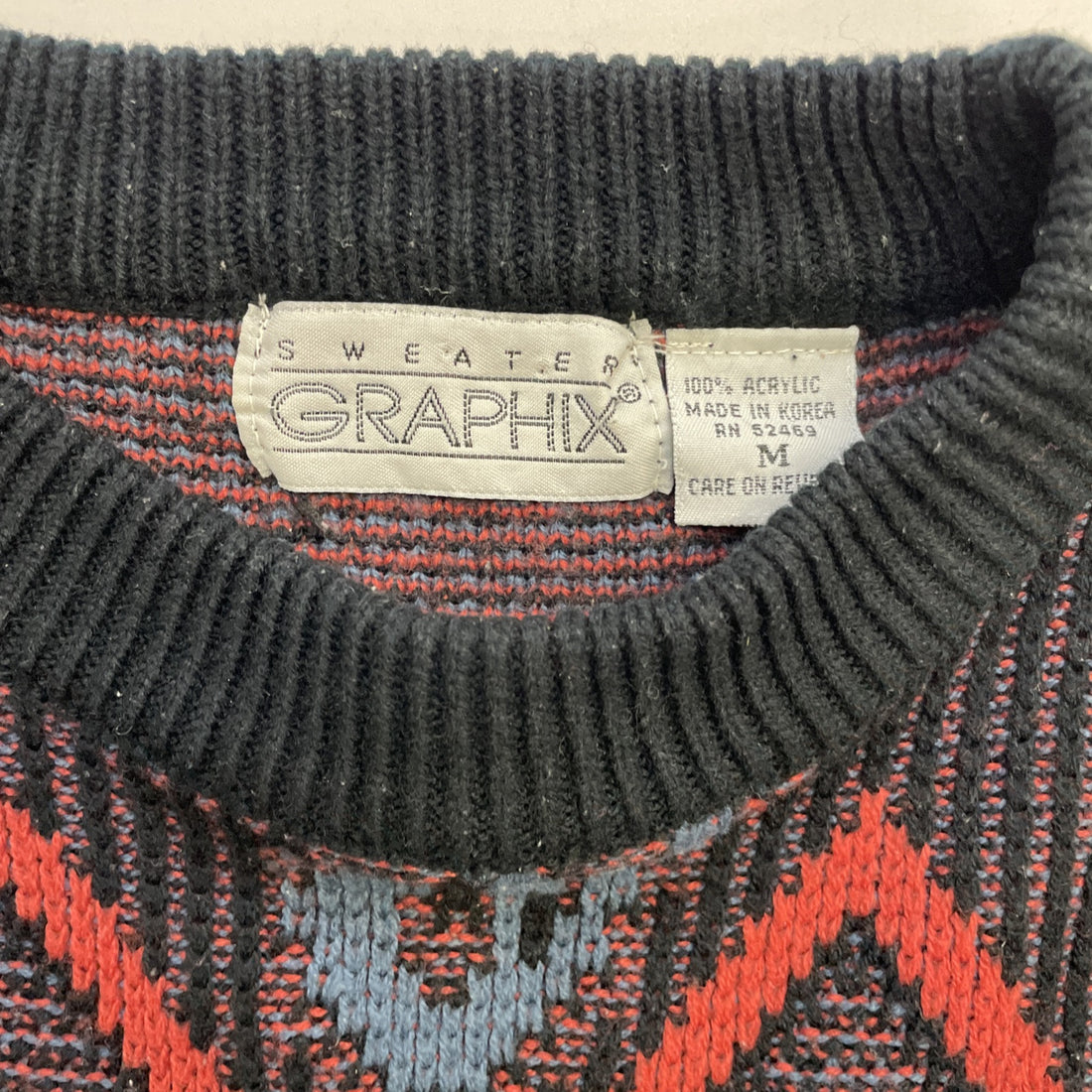 Vintage Graphix Pullover Sweater Size Medium All Over Print