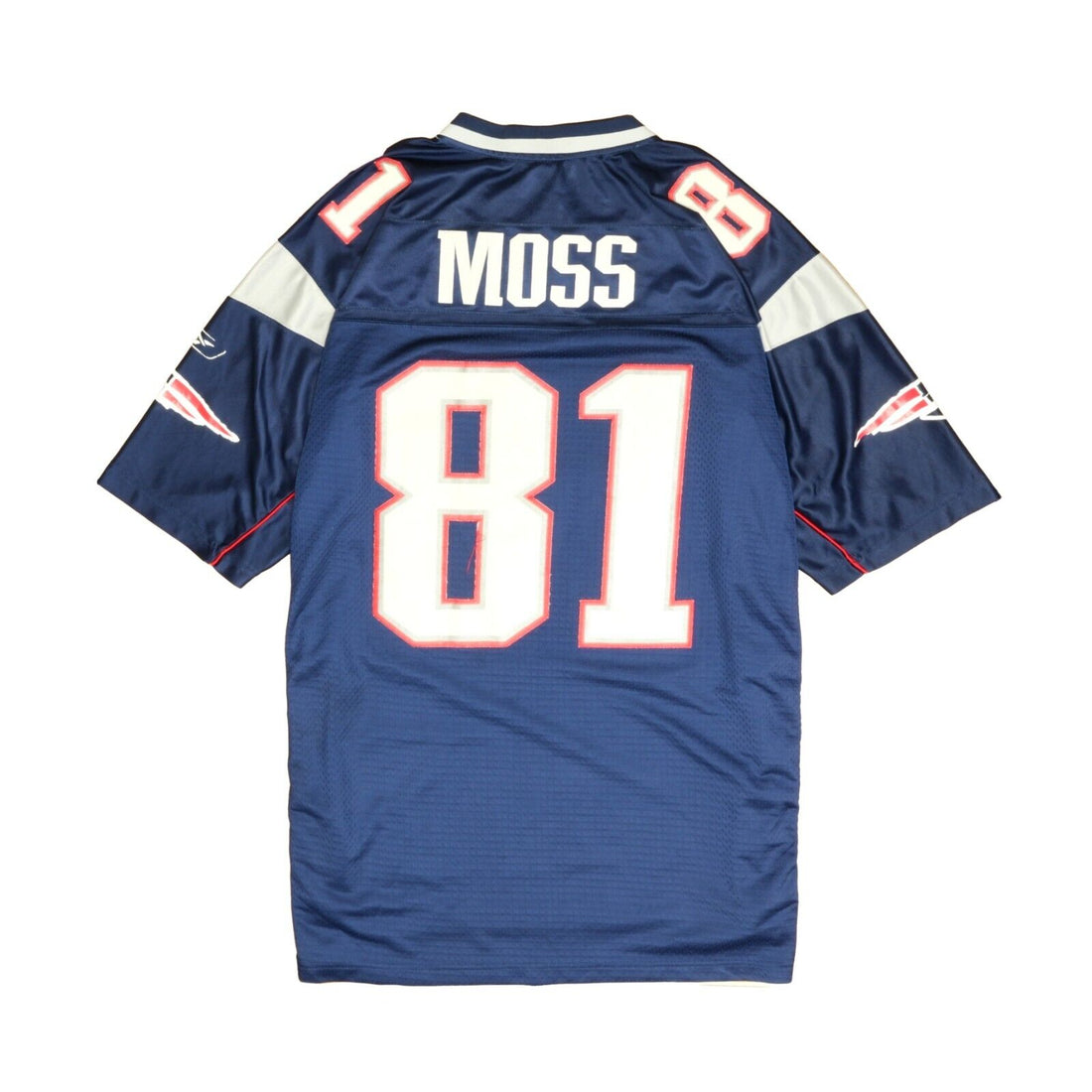 2008-10 NEW ENGLAND PATRIOTS MOSS #81 REEBOK ON FIELD JERSEY (HOME) Y -  Classic American Sports