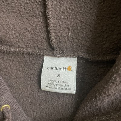 Carhartt Sweatshirt Hoodie Size Small Brown Sleeve Spell Out