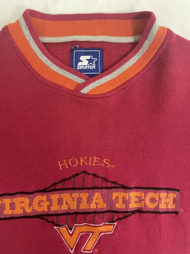 Vintage Virginia Tech Hokies Starter Crewneck Sweatshirt Medium 90s NCAA