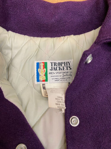 Vintage Wool Varsity Bomber Jacket Size Medium Purple Letterman
