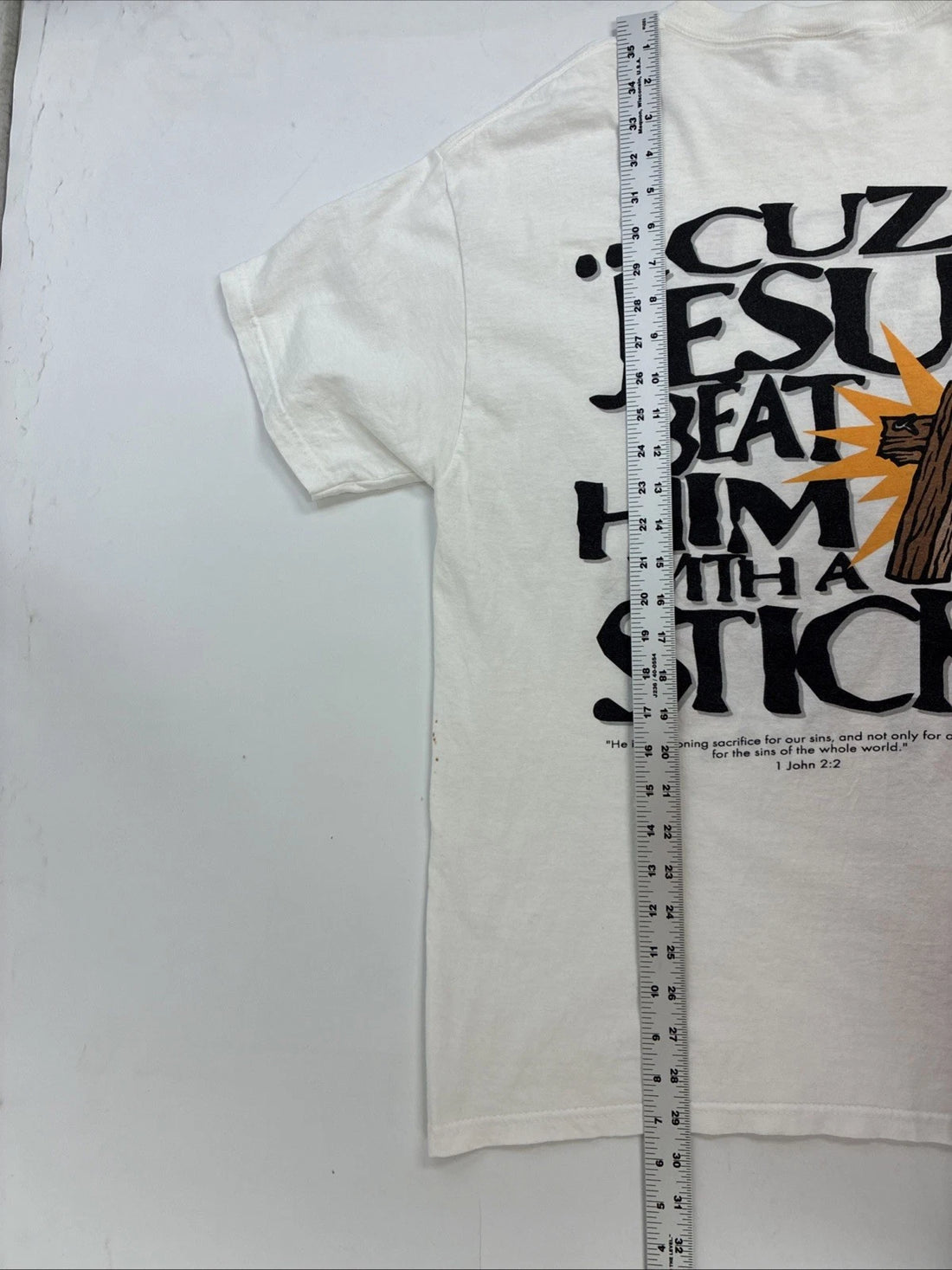 Vintage Satan Is Ugly As Sin Cuz Jesus Beat Him With A Stick T-Shirt Size Large