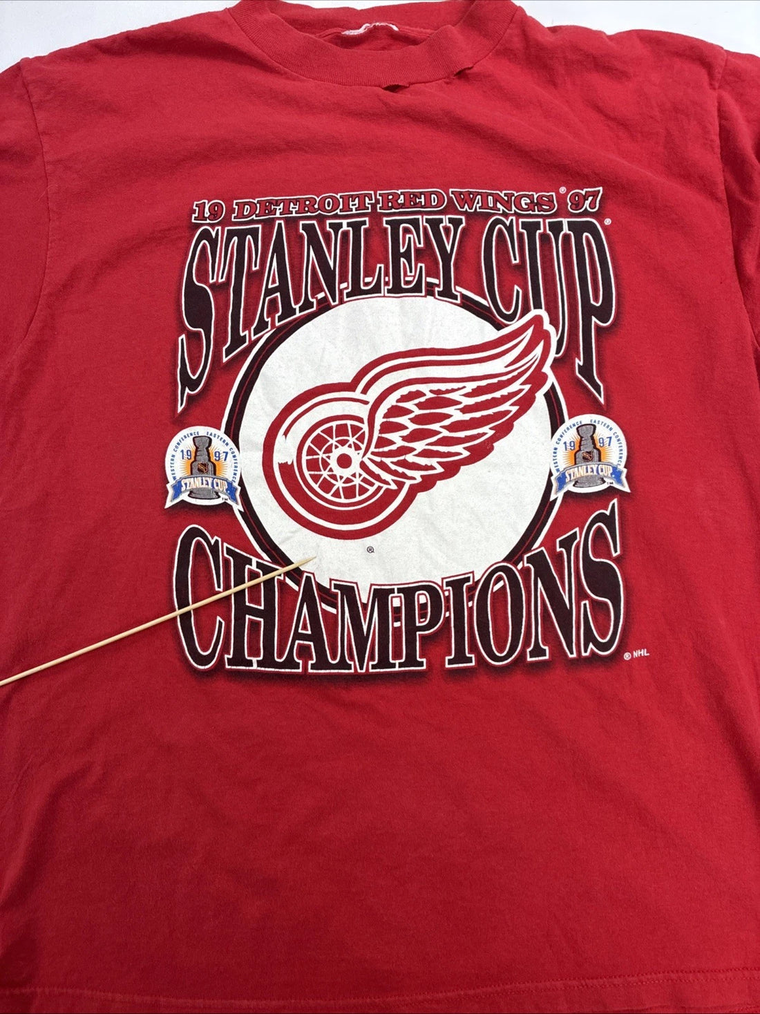 Vintage Detroit Red Wings Stanley Cup Champs T-Shirt Size Large 1997 90s NHL