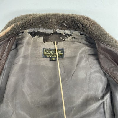 Vintage Willis Geiger US Navy G-1 Flight Leather Bomber Jacket Size 42 Brown