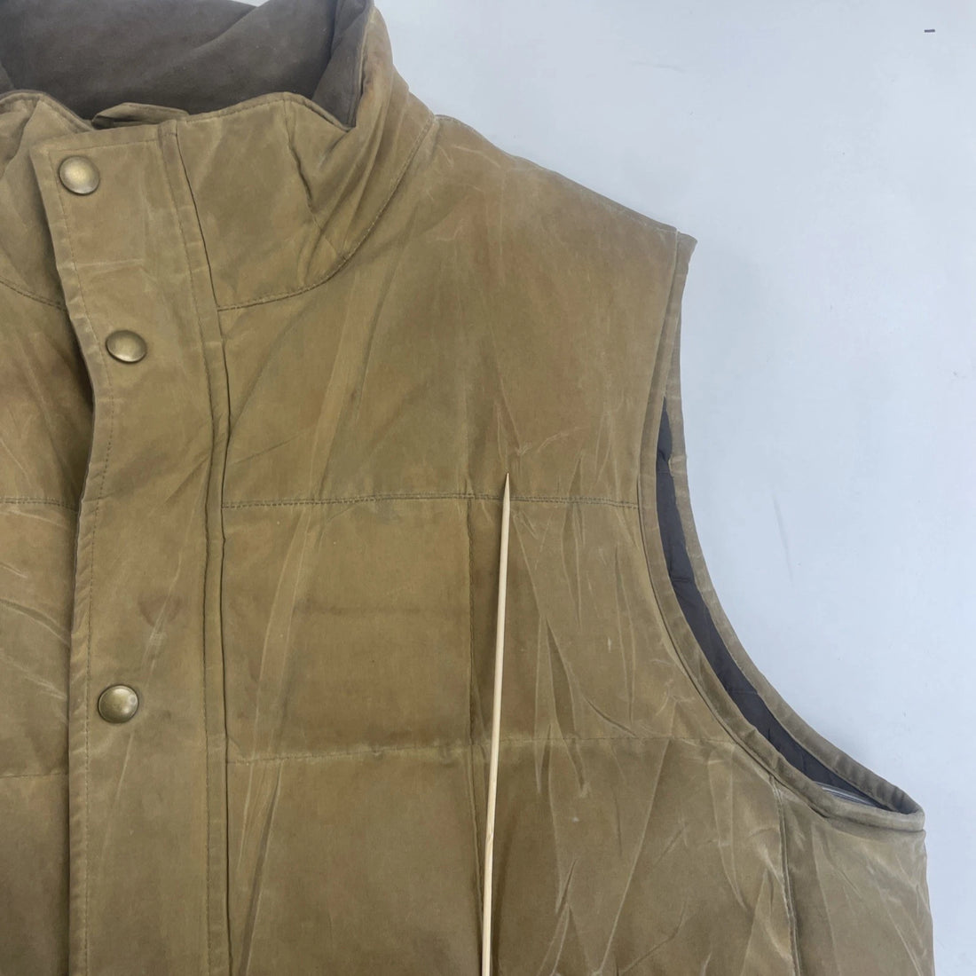 L.L. Bean Waxed Quilted Puffer Vest Jacket Size Large Brown Insulated
