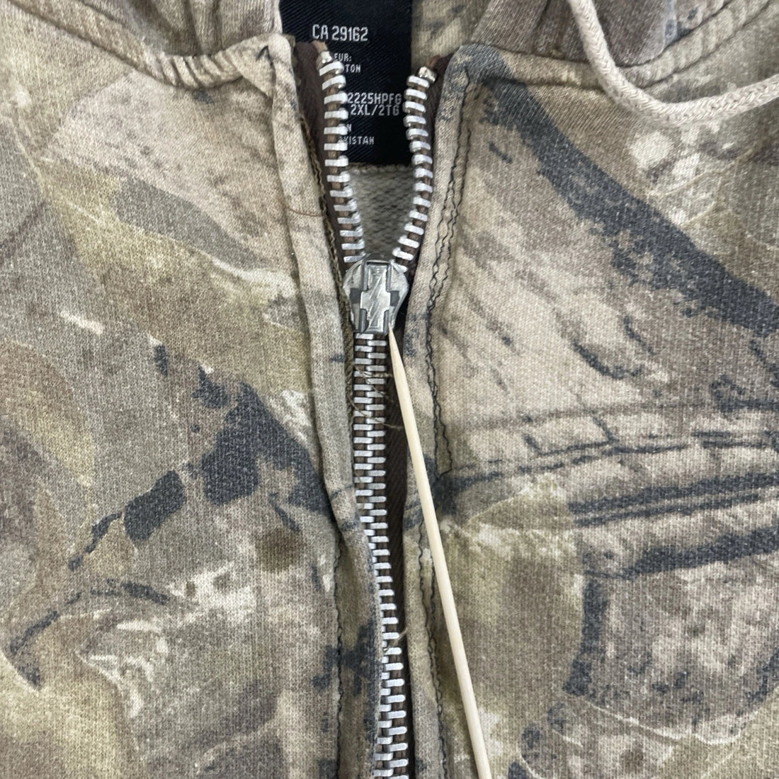 Pro Action Tree Camo Full Zip Sweatshirt Hoodie Size 2XL Cropped