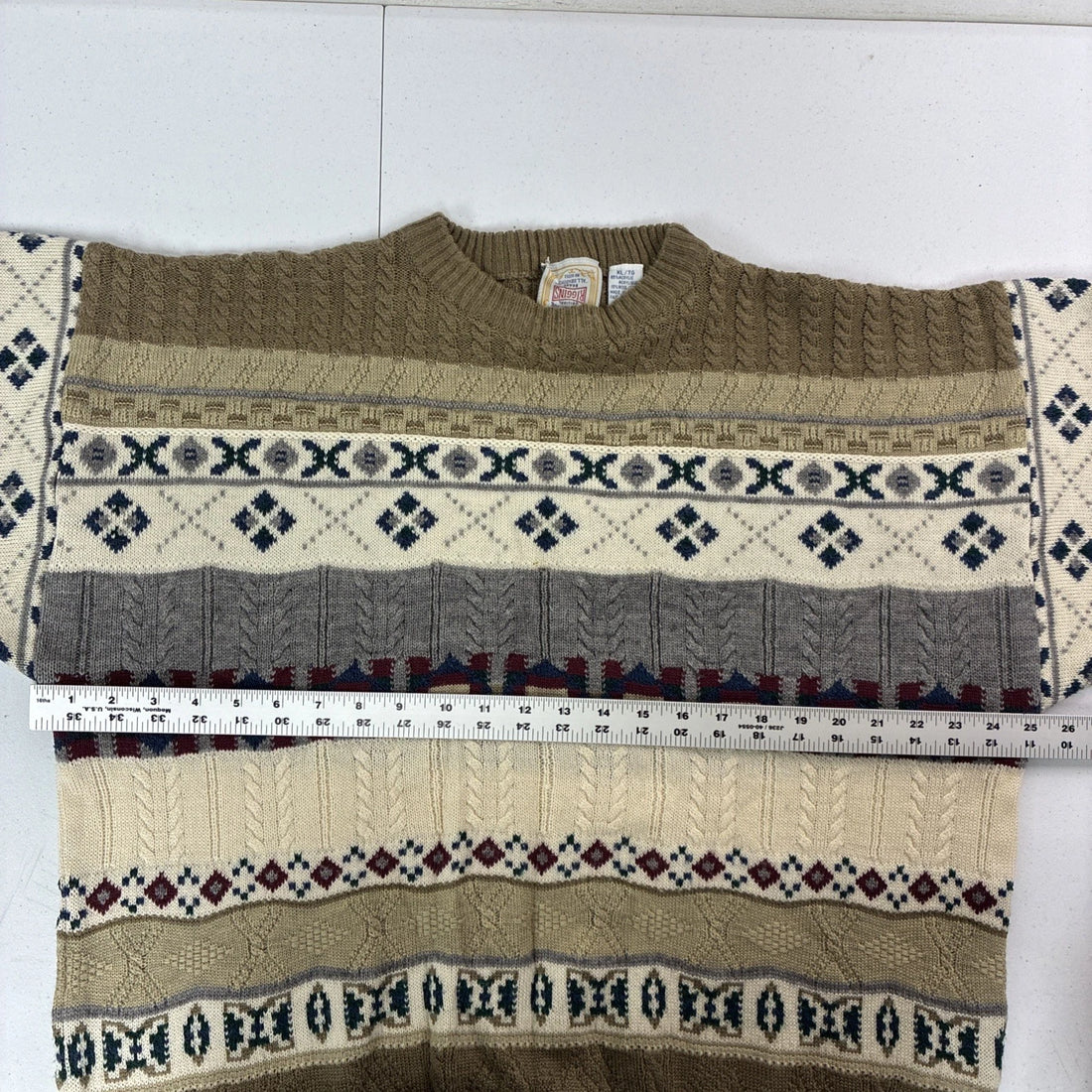 Vintage Riggins Fair Isle Knit Crewneck Sweater Size XL