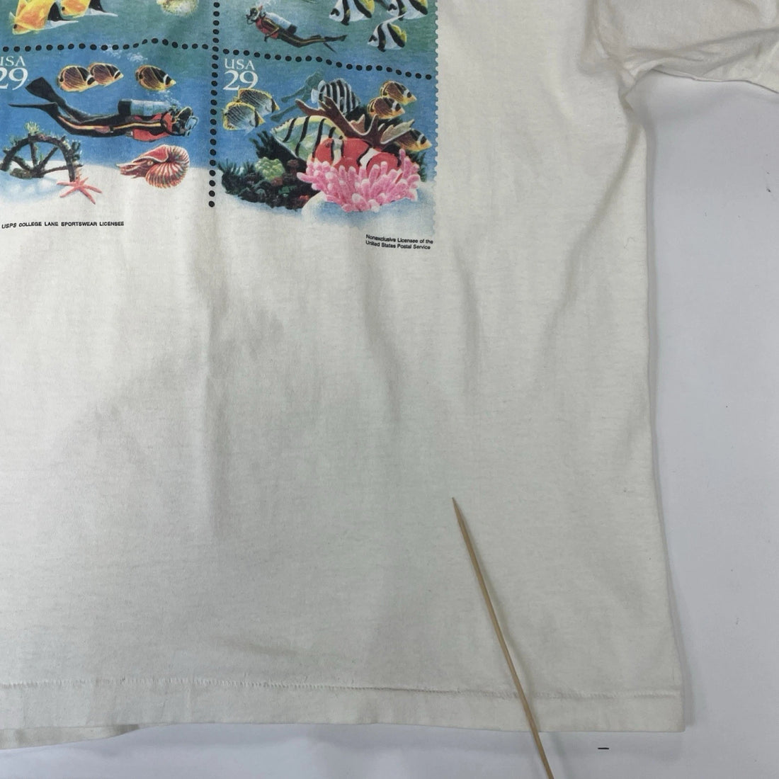 Vintage Wonders Of The Sea Stamp T-Shirt Size XL 1994 90s