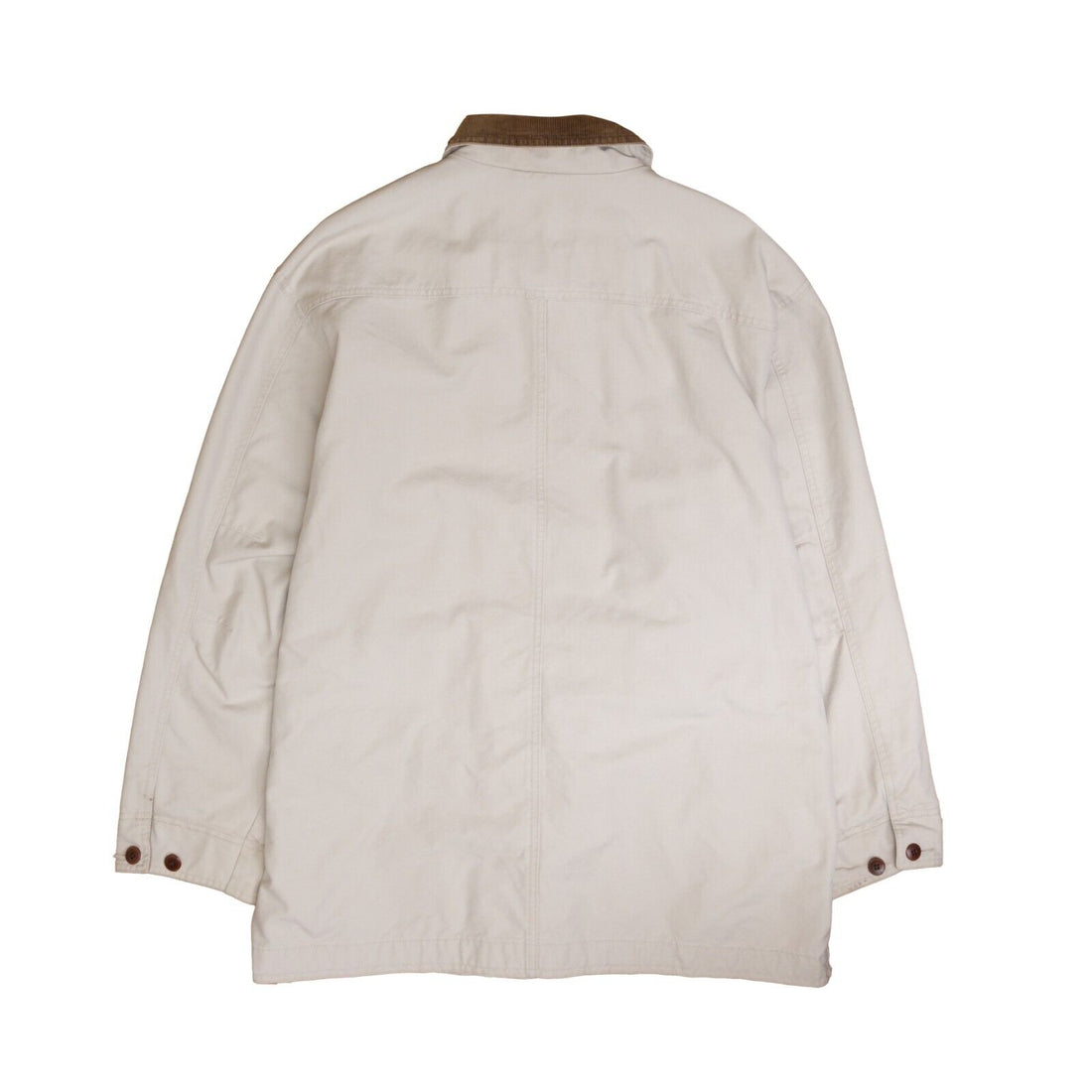 Vintage LL Bean Barn Work Coat Jacket Size Large White Corduroy Trim