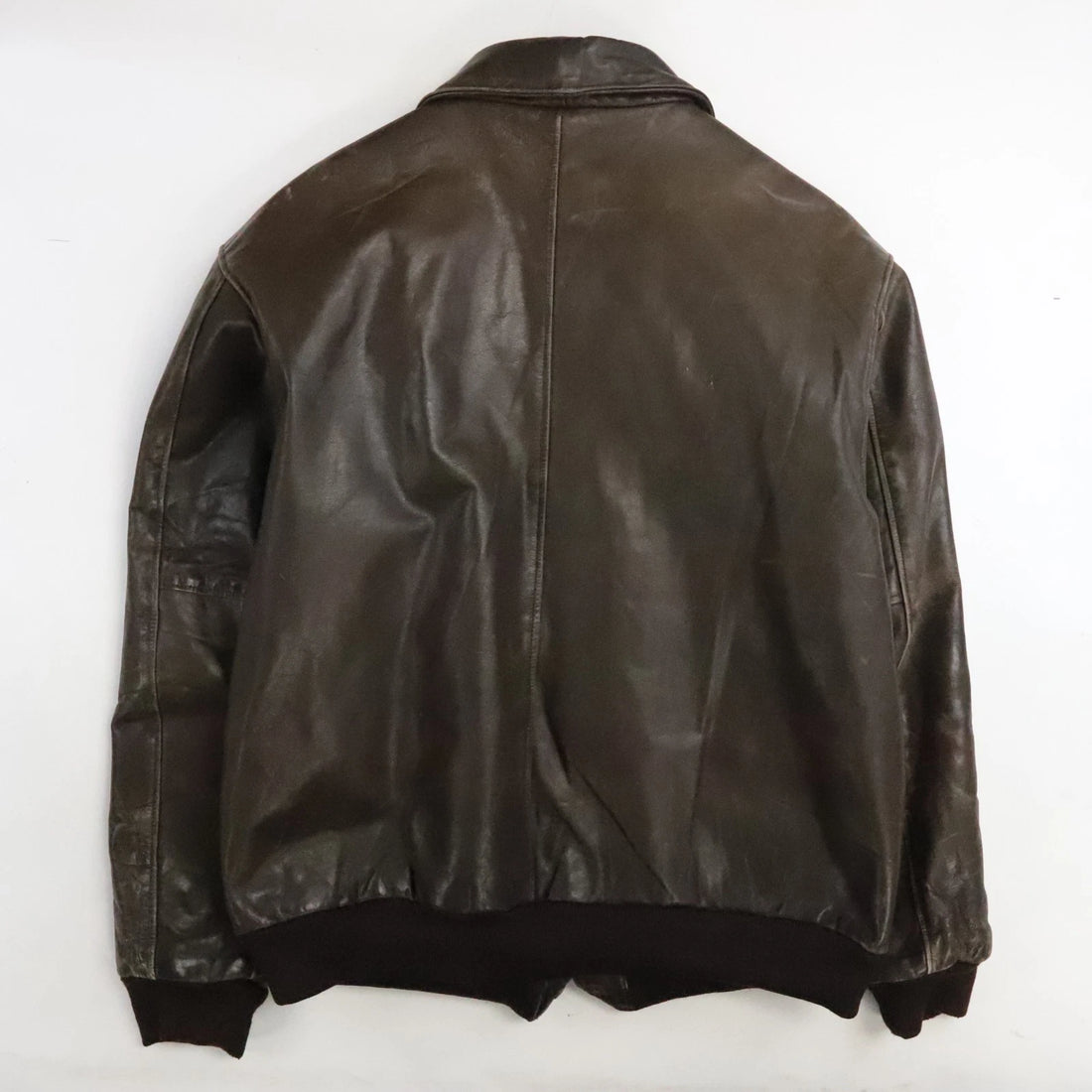 Vintage Lands End Leather Bomber Jacket Size Large Tall Brown