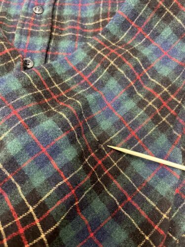 Vintage Pendleton Wool Button Up Field Shirt Size 15 1/2 Green Tartan Plaid