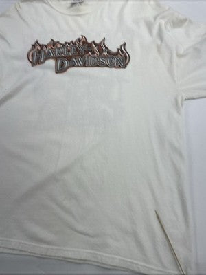 Harley Davidson Motorcycles Flame Long Sleeve T-Shirt XL White