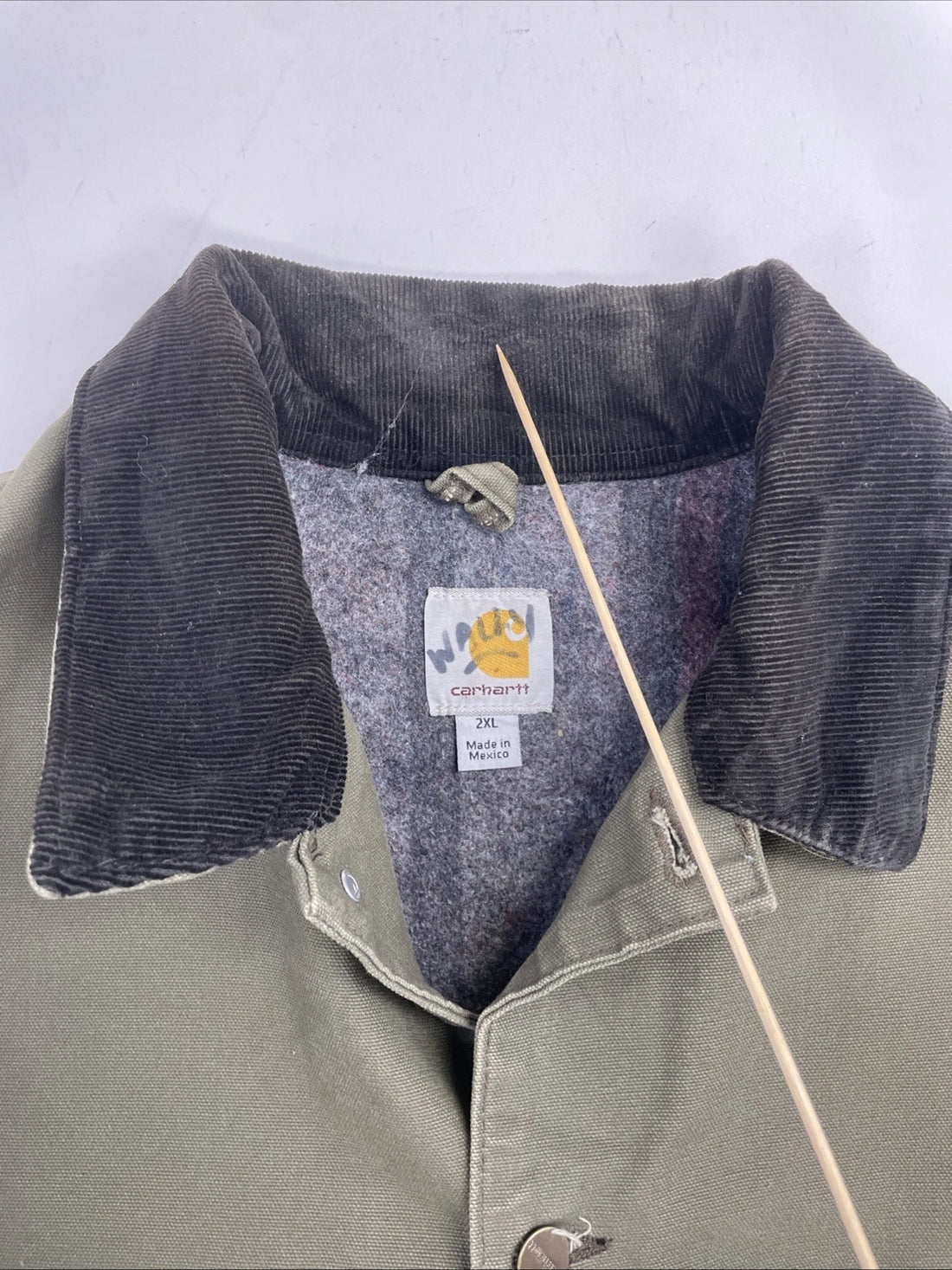 Carhartt Canvas Chore Work Jacket Size 2XL Green Blanket Lined