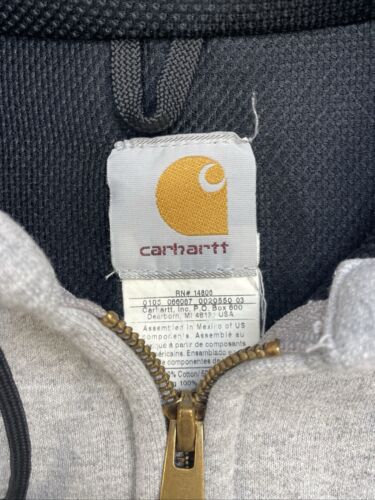 Vintage Carhartt Sweatshirt Hoodie Size Large Gray Thermal Lined