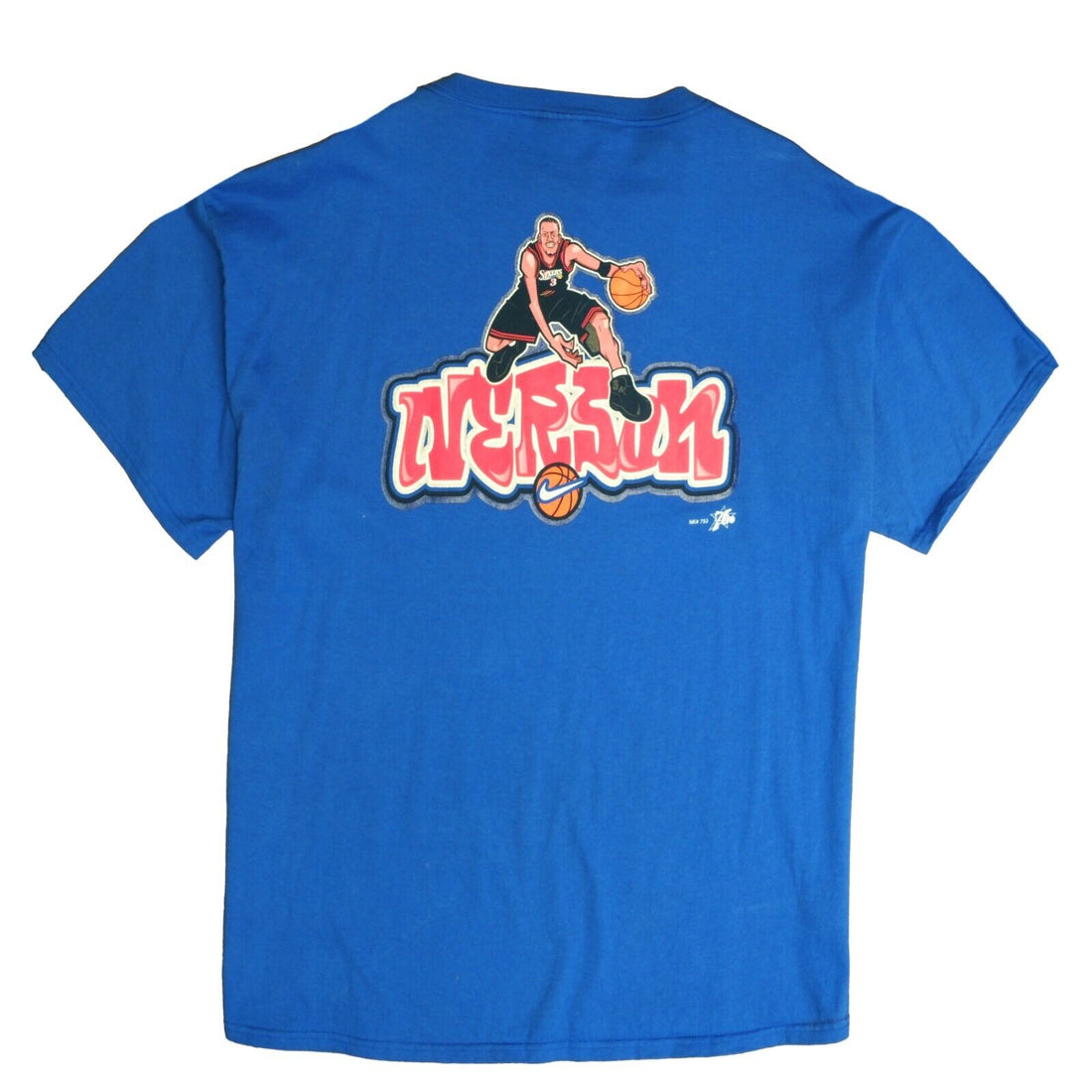 Vintage Allen Iverson Nike T-Shirt Size 2XL Blue NBA