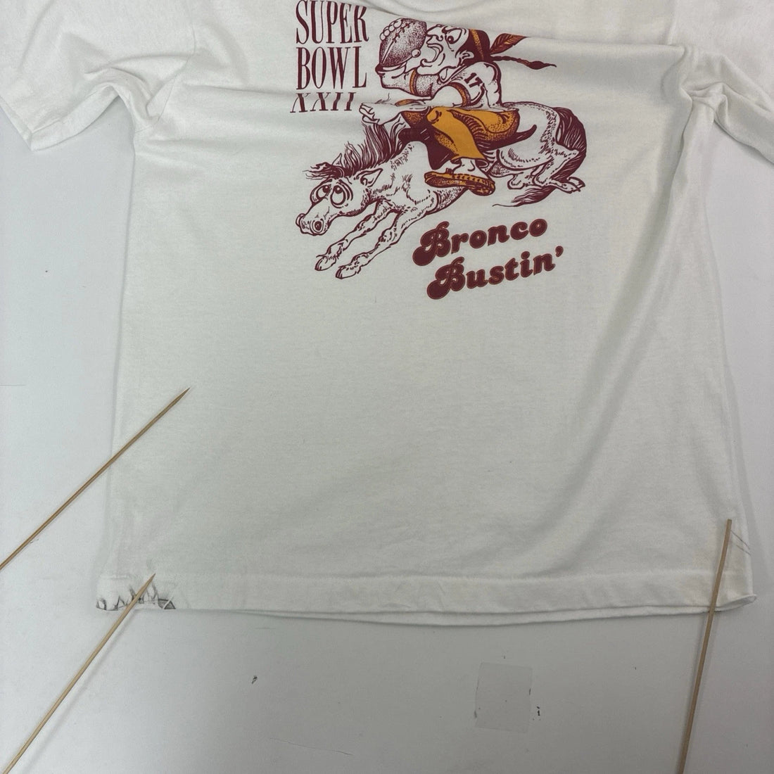 Vintage Super Bowl XXII Bronco Bustin' T-Shirt Size Large 80s NFL
