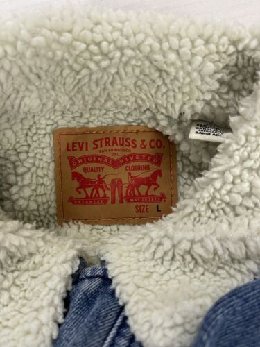 Levi Strauss & Co Denim Jacket Size Large Blue Sherpa Lined